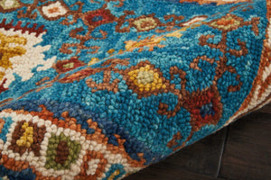 Homeroots 8' Hand-tufted Navy Blue, Orange & Green Wool Floral Runner Rug – Unique Bohemian Accent For Your Home  Wool 553303