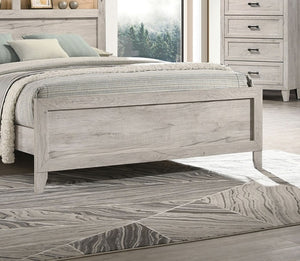 English Elm Simple Full Platform Bed Tufted Headboard with Led Lighting Shelves White Wash Finish B2741S00222