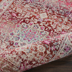 Homeroots 8' Ivory And Red Floral Distressed Runner Rug – Durable, Stain Resistant, Perfect For Hallways & More!  Polypropylene 553338