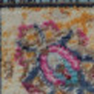 Homeroots 5' Blue And Beige Floral Distressed Area Rug – Stain Resistant, Durable, Perfect For Family Spaces  Polypropylene 553340