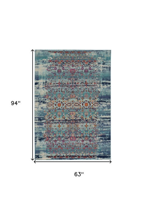 Homeroots 5' X 8' Colorful Floral Distressed Area Rug – Durable, Stain Resistant, Perfect For Kids & Pets!  Polypropylene 553341