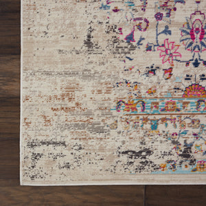 Homeroots 5' X 8' Distressed Ivory And Brown Floral Area Rug - Durable, Stain-resistant, Ideal For Kids & Pets  Polypropylene 553342