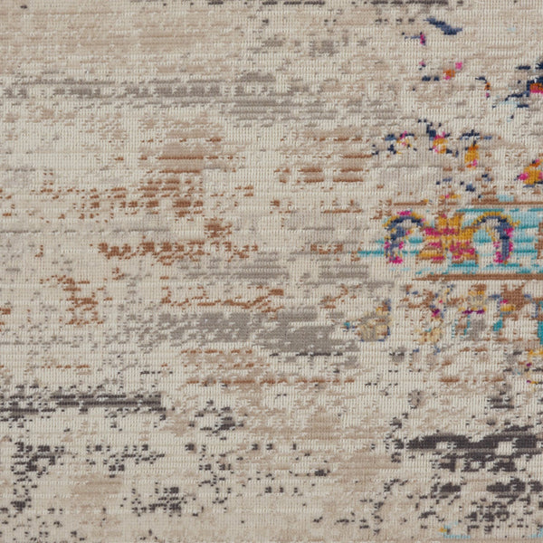 Homeroots 5' X 8' Distressed Ivory And Brown Floral Area Rug - Durable, Stain-resistant, Ideal For Kids & Pets  Polypropylene 553342