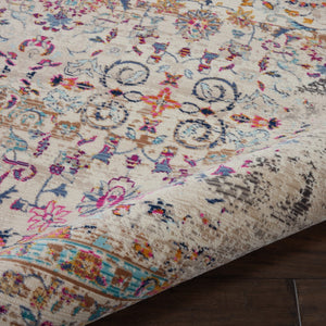 Homeroots 5' X 8' Distressed Ivory And Brown Floral Area Rug - Durable, Stain-resistant, Ideal For Kids & Pets  Polypropylene 553342