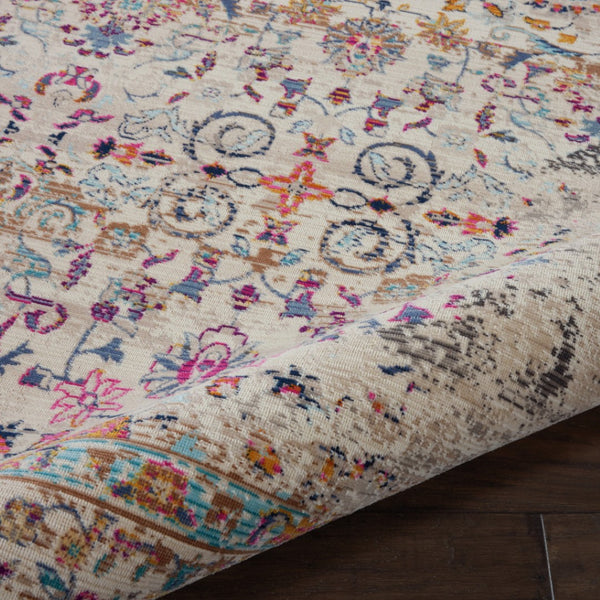 Homeroots 5' X 8' Distressed Ivory And Brown Floral Area Rug - Durable, Stain-resistant, Ideal For Kids & Pets  Polypropylene 553342