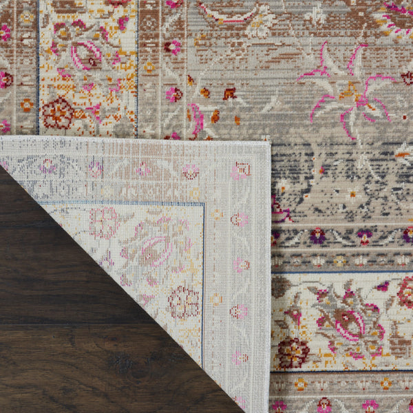 Homeroots 5' X 8' Ivory Brown & Gray Floral Distressed Area Rug - Durable, Stain Resistant, Perfect For Homes!  Polypropylene 553344