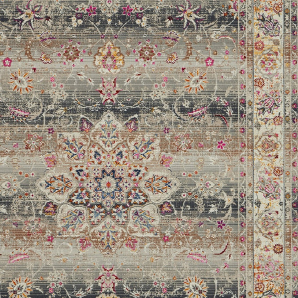 Homeroots 5' X 8' Ivory Brown & Gray Floral Distressed Area Rug - Durable, Stain Resistant, Perfect For Homes!  Polypropylene 553344