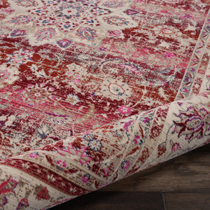 Homeroots 5' X 8' Ivory And Red Floral Distressed Area Rug - Durable, Stain Resistant, Perfect For Any Room  Polypropylene 553345