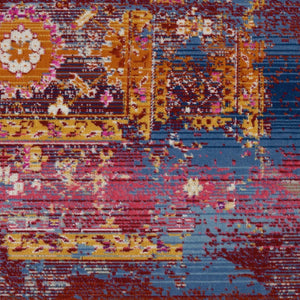 HomeRoots 8' Vibrant Floral Distressed Area Rug in Blue, Yellow, and Red – Durable, Non-Skid, Easy Care Decor 5' X 8' 553346