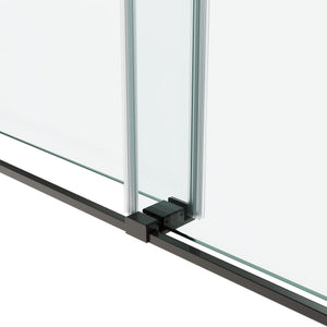 English Elm 60*79" Frameless Double Sliding Shower Door Black - 10mm SGCC Tempered Glass, Leak-Free 304 Stainless Hardware, Nano Coating T3177P320591