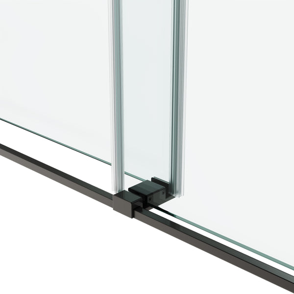 English Elm 60*79" Frameless Double Sliding Shower Door Black - 10mm SGCC Tempered Glass, Leak-Free 304 Stainless Hardware, Nano Coating T3177P320591