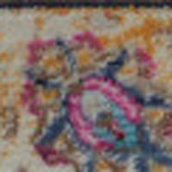 Homeroots 4' Blue And Beige Floral Distressed Area Rug – Stain Resistant, Durable, Perfect For Kids & Pets! 4' X 6' Polypropylene 553360