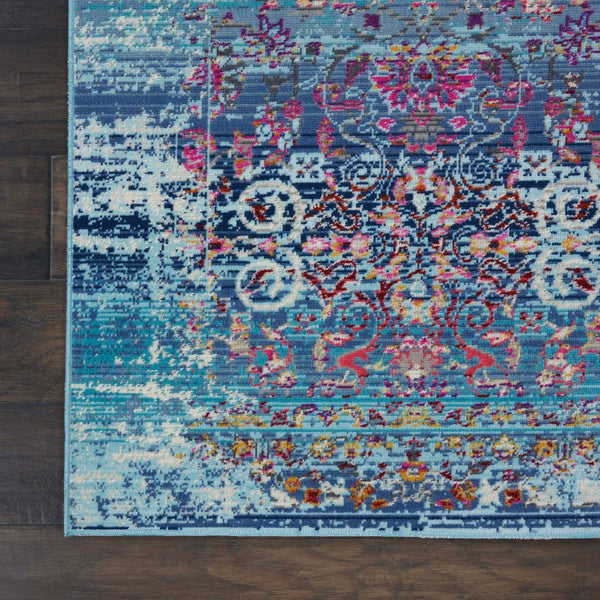 Homeroots 4' X 6' Stain-resistant Blue, Red & Orange Floral Distressed Area Rug For Kids & Pets’ Spaces  Polypropylene 553361