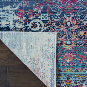 Homeroots 4' X 6' Stain-resistant Blue, Red & Orange Floral Distressed Area Rug For Kids & Pets’ Spaces  Polypropylene 553361