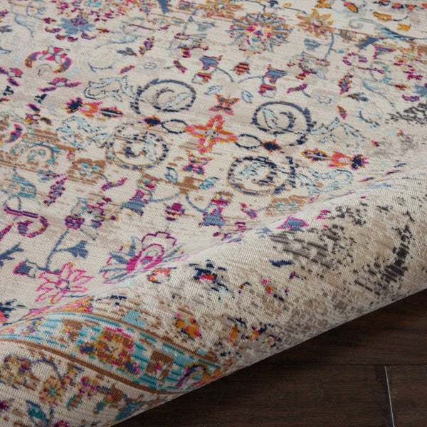 Homeroots 4' X 6' Ivory And Brown Floral Distressed Area Rug – Stain Resistant, Durable, Perfect For Any Space  Polypropylene 553362