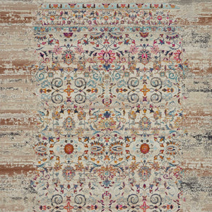 Homeroots 4' X 6' Ivory And Brown Floral Distressed Area Rug – Stain Resistant, Durable, Perfect For Any Space  Polypropylene 553362