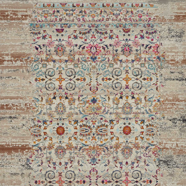 Homeroots 4' X 6' Ivory And Brown Floral Distressed Area Rug – Stain Resistant, Durable, Perfect For Any Space  Polypropylene 553362