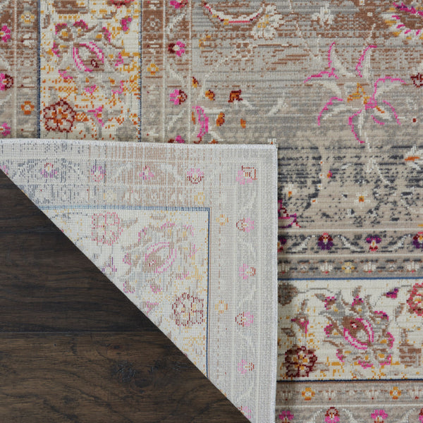 Homeroots 4' X 6' Floral Distressed Area Rug In Ivory, Brown & Gray - Durable, Stain-resistant Design For Any Space  Polypropylene 553364