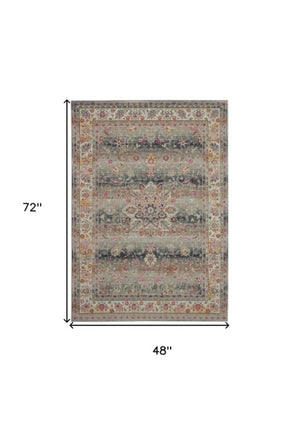 Homeroots 4' X 6' Floral Distressed Area Rug In Ivory, Brown & Gray - Durable, Stain-resistant Design For Any Space  Polypropylene 553364