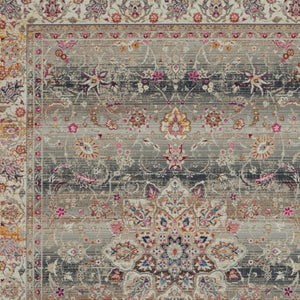 Homeroots 4' X 6' Floral Distressed Area Rug In Ivory, Brown & Gray - Durable, Stain-resistant Design For Any Space  Polypropylene 553364