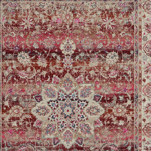 Homeroots 4' X 6' Ivory & Red Floral Distressed Area Rug - Durable, Stain-resistant, Perfect For Any Room!  Polypropylene 553365