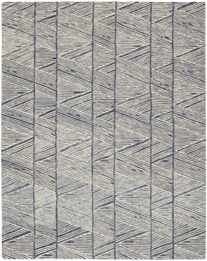 Homeroots 8' Modern Blue And White Wool Geometric Area Rug - Stain Resistant, Stylish, Perfect For Family Spaces 8' X 12' Wool 553376