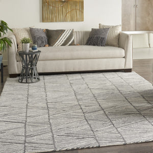 Homeroots 8' Gray And White Wool Abstract Area Rug - Modern Design For Cozy Elegance And Style In Any Room 8' X 12' Wool 553377