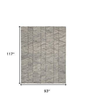 Homeroots 8' Gray And White Wool Abstract Area Rug - Modern Design For Cozy Elegance And Style In Any Room 8' X 10' Wool 553379