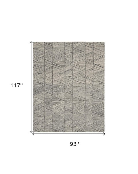 Homeroots 8' Gray And White Wool Abstract Area Rug - Modern Design For Cozy Elegance And Style In Any Room 8' X 10' Wool 553379