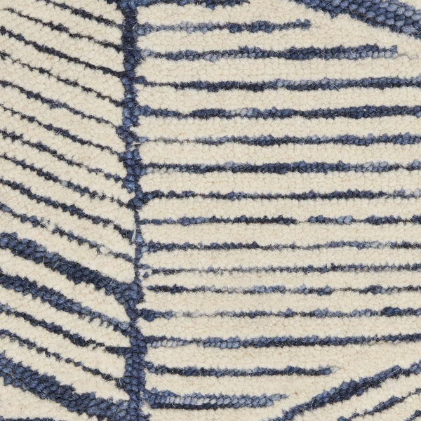 HomeRoots 8' Blue and White Abstract Wool Runner Rug - Modern Design for Hallways, Kitchens, and Entryways 553380