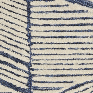 Homeroots 8' Blue And White Wool Abstract Runner Rug - Chic Modern Accent For Hallways, Laundry, And More!  Wool 553380
