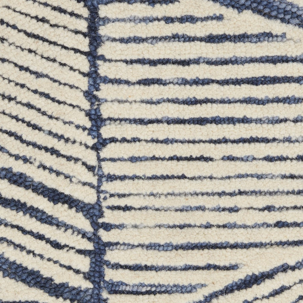 Homeroots 8' Blue And White Wool Abstract Runner Rug - Chic Modern Accent For Hallways, Laundry, And More!  Wool 553380