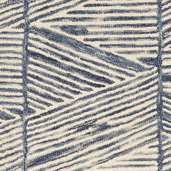 Homeroots 8' Blue And White Wool Abstract Runner Rug - Chic Modern Accent For Hallways, Laundry, And More!  Wool 553380