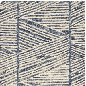 Homeroots 8' Blue And White Wool Abstract Runner Rug - Chic Modern Accent For Hallways, Laundry, And More!  Wool 553380