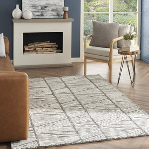 HomeRoots 8' Gray and White Wool Abstract Area Rug - Modern Design for Cozy Comfort in Living Spaces 5' X 7' 553382