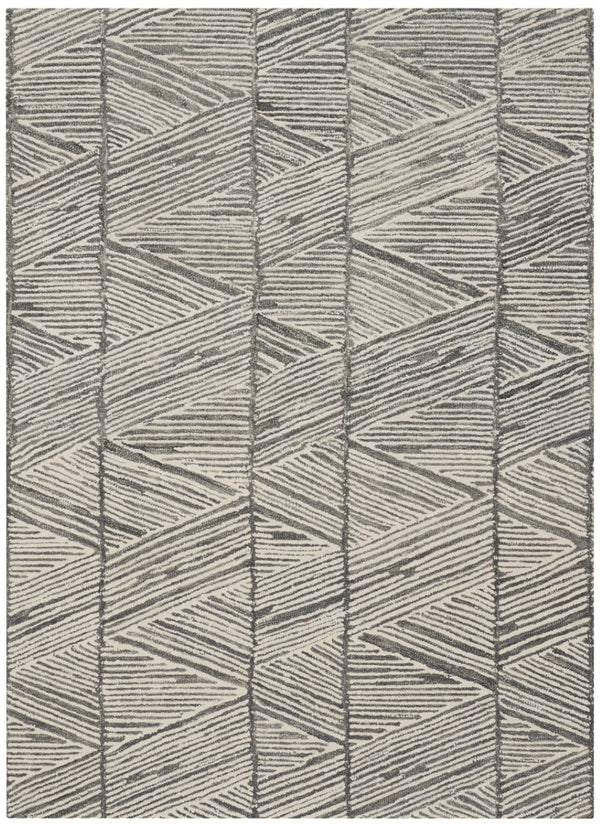 HomeRoots 8' Gray and White Wool Abstract Area Rug - Modern Design for Cozy Comfort in Living Spaces 4' X 6' 553383