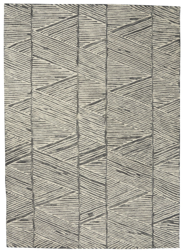 Homeroots 8' Gray And White Wool Abstract Area Rug - Modern Design For Cozy Elegance And Style In Any Room 4' X 6' Wool 553383