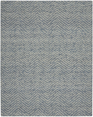 HomeRoots 8' Chevron Area Rug in Indigo and Ivory - Luxurious Wool Design for Modern Living Spaces and Comfort 8' X 12' 553384