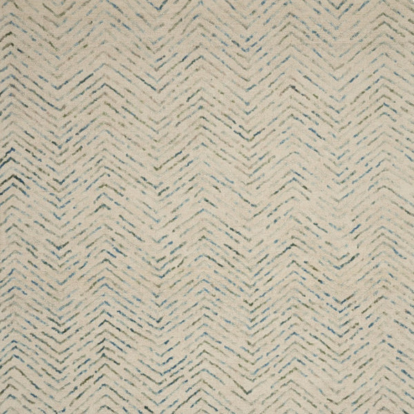 Homeroots 8' Modern Ivory Blue And Green Wool Chevron Area Rug - Perfect For Enhancing Your Home's Style 8' X 12' Wool 553385