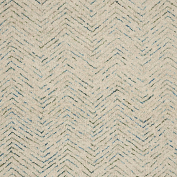 Homeroots 8' Modern Ivory Blue And Green Wool Chevron Area Rug - Perfect For Enhancing Your Home's Style 8' X 12' Wool 553385