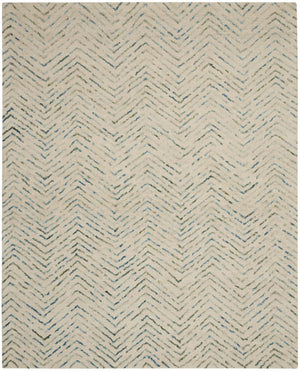 HomeRoots 8' Luxurious Wool Chevron Area Rug in Ivory, Blue & Green – Perfect for Modern Living Spaces! 8' X 12' 553385