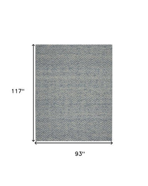 Homeroots 8' Wool Chevron Area Rug In Indigo And Ivory - Modern Artistry To Enhance Your Living Space Elegantly 8' X 10' Wool 553386