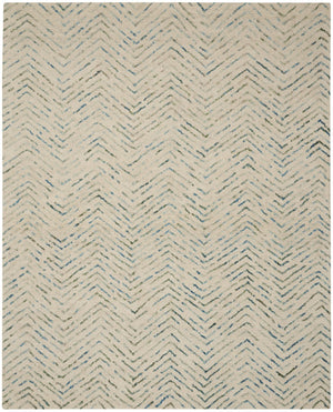 Homeroots 8' Modern Ivory Blue And Green Wool Chevron Area Rug - Perfect For Enhancing Your Home's Style 8' X 10' Wool 553387
