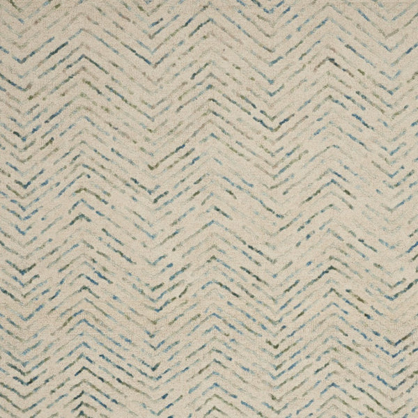 Homeroots 8' Modern Ivory Blue And Green Wool Chevron Area Rug - Perfect For Enhancing Your Home's Style 8' X 10' Wool 553387
