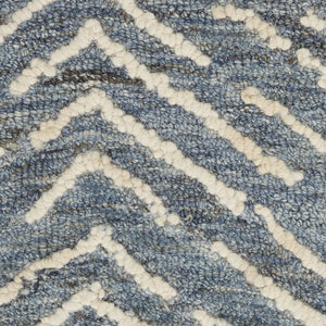 HomeRoots 8' Indigo and Ivory Wool Chevron Runner Rug - Modern Style for High-Traffic Areas, Easy Care & Comfort 553388