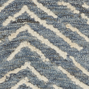 Homeroots 8' Indigo And Ivory Wool Chevron Runner Rug - Modern Design For Hallways, Laundry & Cozy Spaces  Wool 553388