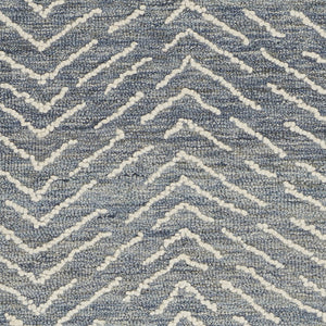 Homeroots 8' Indigo And Ivory Wool Chevron Runner Rug - Modern Design For Hallways, Laundry & Cozy Spaces  Wool 553388