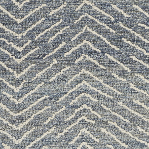 Homeroots 8' Indigo And Ivory Wool Chevron Runner Rug - Modern Design For Hallways, Laundry & Cozy Spaces  Wool 553388
