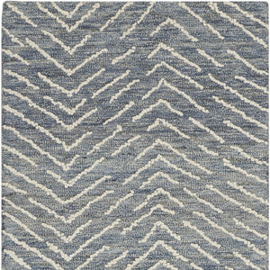 Homeroots 8' Indigo And Ivory Wool Chevron Runner Rug - Modern Design For Hallways, Laundry & Cozy Spaces  Wool 553388