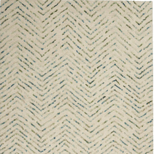 Homeroots 8' Modern Ivory Blue And Green Wool Chevron Area Rug - Perfect For Enhancing Your Home's Style 5' X 7' Wool 553390